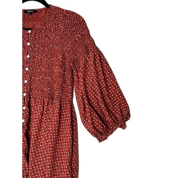 MADEWELL Challis Mini Dress Women Small Long Sleeve Button-Front Bohemian‎ Boho - Picture 7 of 9